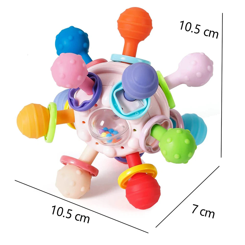 Baby Toys 0 12 Months Rotating Rattle Ball Grasping Activity Baby Development Toy Silicone Teether Sensory Toys for Babies Gifts