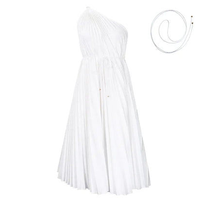 Vestido feminino plissado de peça única tamanho grande, vestido gordinho casual, roupa de festa solta, elegante e bonito, verão, 2023