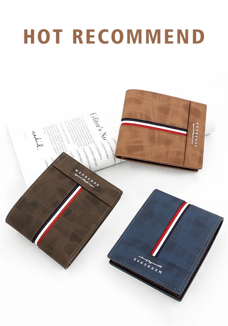 2023 New Short Men Wallets Slim Card Holder Male Purses Luxury PU Leather Coin Pocket High Quality Small Men's Wallet