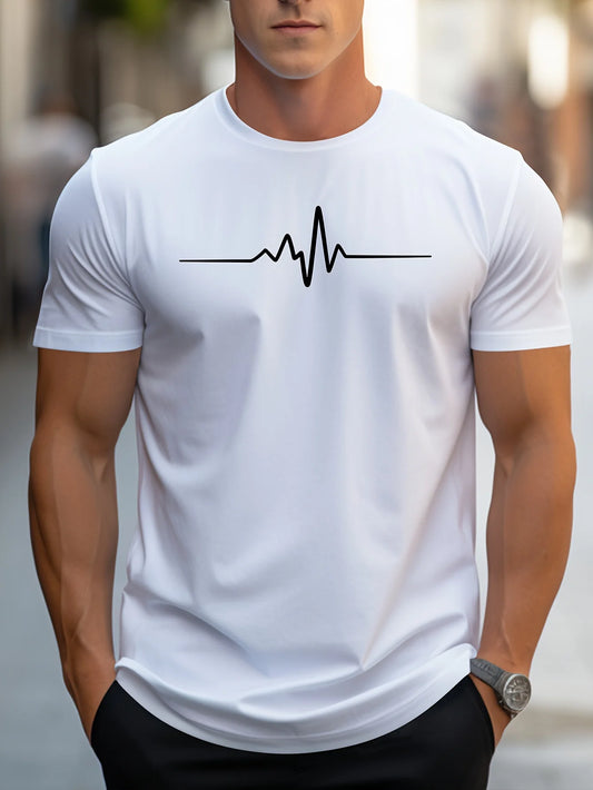 Camiseta deportiva informal de verano para hombre, 100 % algodón, holgada, con estampado gráfico creativo, corte entallado, cuello redondo y manga corta