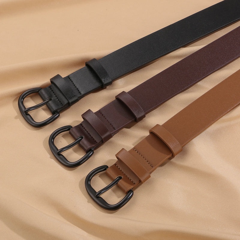 Women's Casual Leather Belt with black Buckle Versatile Waist Accessory for Jeans and Everyday Outfits