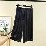 Plus size L to 6XL U-Neck Women's  Modal pant calf-length summer wide leg pants drawstring short pants casual homewear pants