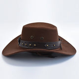 Artificial Suede Western Cowboy Hats Vintage Wide Brim Gentleman Cowgirl Jazz Hat Holiday Party Cosplay Hat