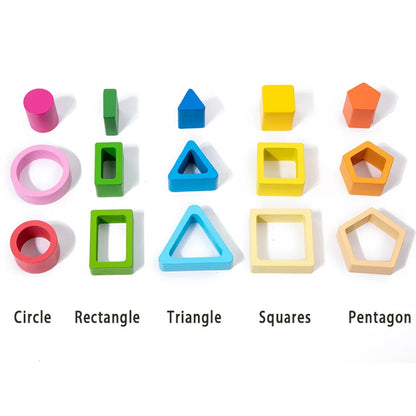 Bloques de desarrollo de inteligencia para bebés, juguetes de madera para combinar en la educación temprana, color y cognición de formas, educación Montessori