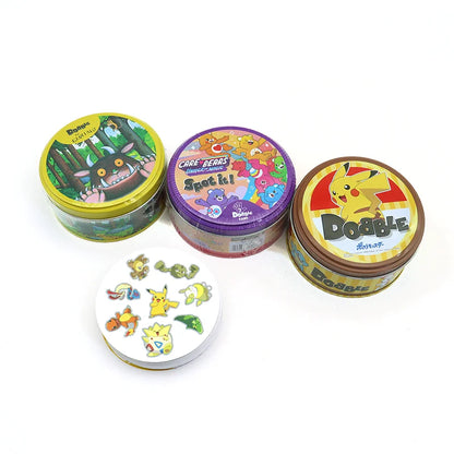 Spot It Cards Game Dobble Juego Pokemon Pikachu with Metal Box One Piece Doraemon Friends Party Jr Hip Board Game for Kids Gifts