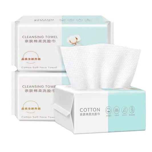 Toalla facial desechable con estampado de perlas, 100 % algodón, suave, reutilizable, para limpieza facial, para maquillaje húmedo y seco, no tejida. 