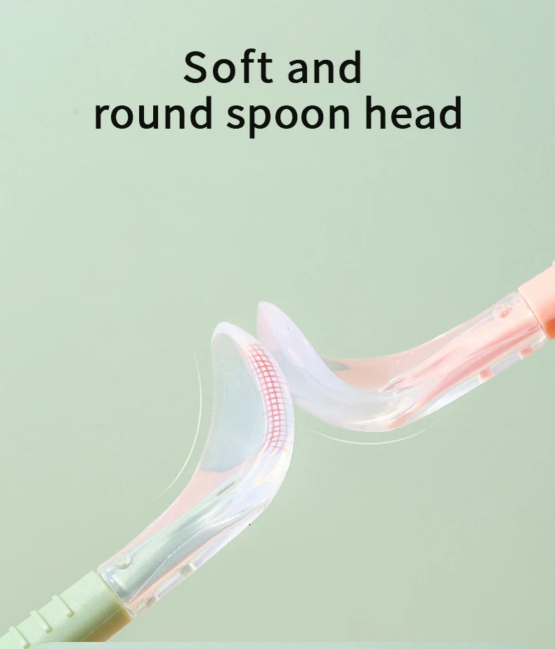 Baby Fruit Scraping Mud Spoon Double Head Silicone Stainless Steel Children Utensil Toddler Infant Food Eating Feeding Tableware
