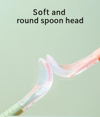Baby Fruit Scraping Mud Spoon Double Head Silicone Stainless Steel Children Utensil Toddler Infant Food Eating Feeding Tableware