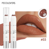 2-in-1 Nude Lipstick Matte Red Lip Balm Moisturizing 6 Colors Sandwich Lipstick Waterproof Long-Lasting Non-Stick Cup Lip Stick