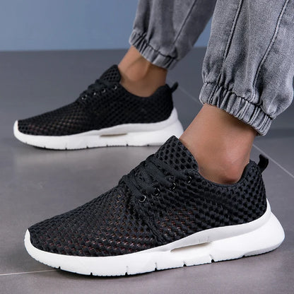 Tênis de malha respirável masculino, leve, confortável, casual, preto, slip-on, dirigindo, mocassins masculinos, caminhada, verão, novo, branco