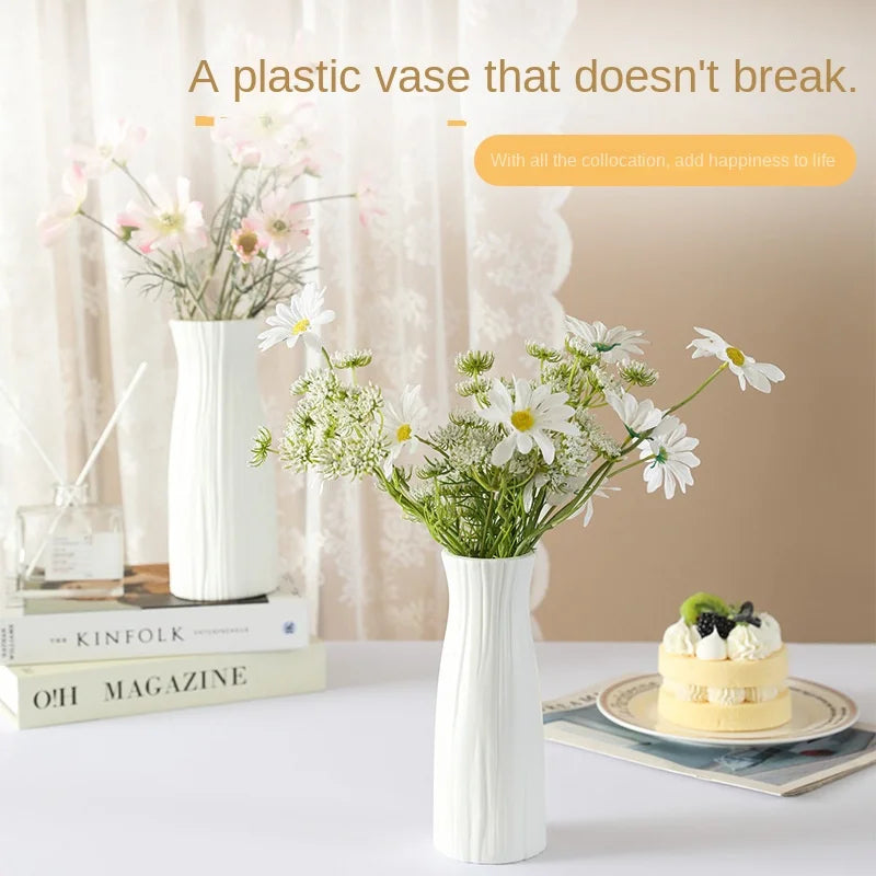 4066 Simple Plastic Vase Silver Willow Hydroponic Flowers Artificial Flower Vase Desktop Living Room Decoration Ornaments