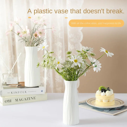 4066 Simple Plastic Vase Silver Willow Hydroponic Flowers Artificial Flower Vase Desktop Living Room Decoration Ornaments