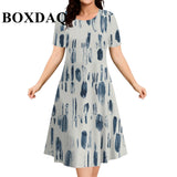 2026 New Women's Dresses 9XL Plus Size Striped Tie Dye Print Summer Elegant Loose Short Sleeve Dresses Fashion Oversized Clothes