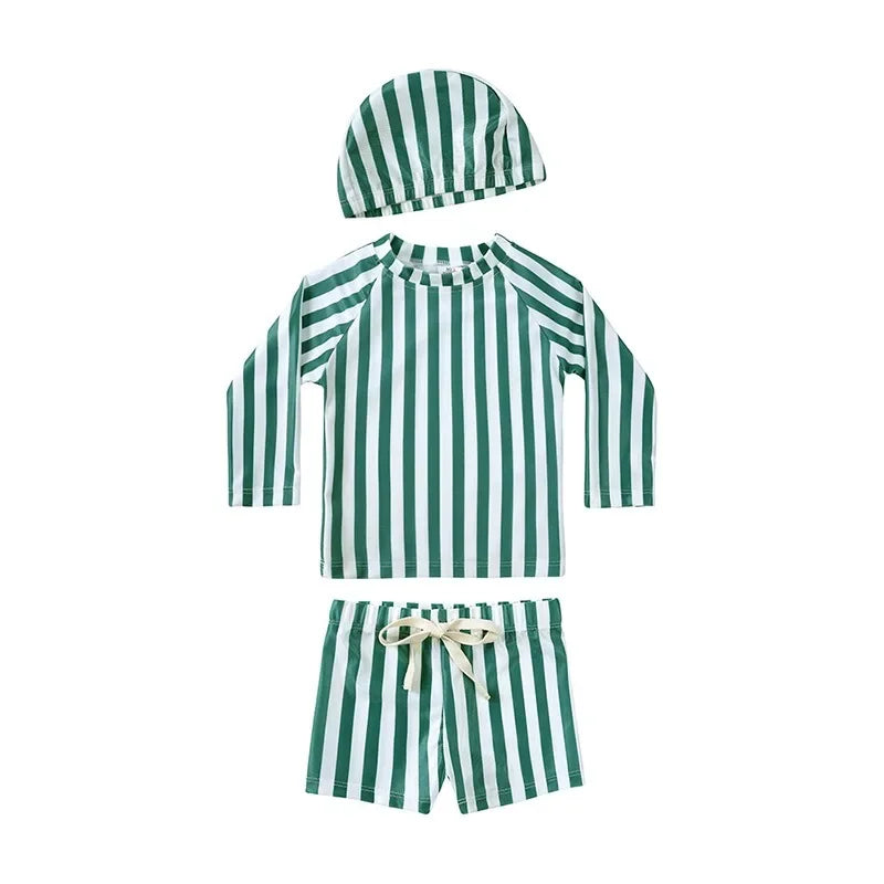 2025 Summer Baby Boys Swimsuit Long Sleeves One Piece Swimwear for Kids Toddler Cartoon UPF50+ Rash Guards Infant Bathing Sui