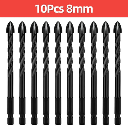 Cross Hex Tile Drill Bit For Glass Concrete Ceramic Tile Hole Opener Tunsten Carbide Hard Alloy Bits Set Tools 3 4 5 6 8 10 12mm