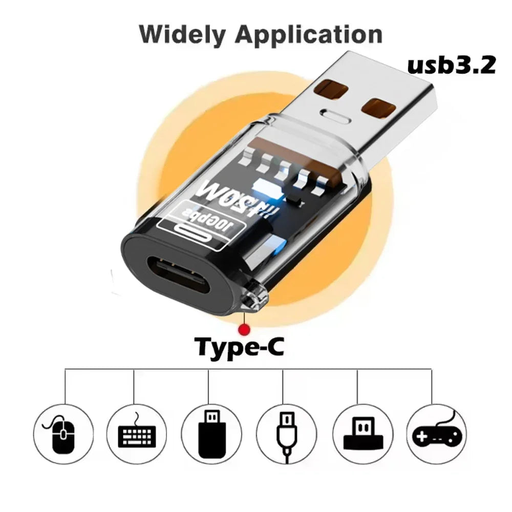 120W USB C OTG Adapter USB To Type C Data Transfer Charging Adapter 10Gbps USB Female To Type C Male Connector for IPhone 16 15