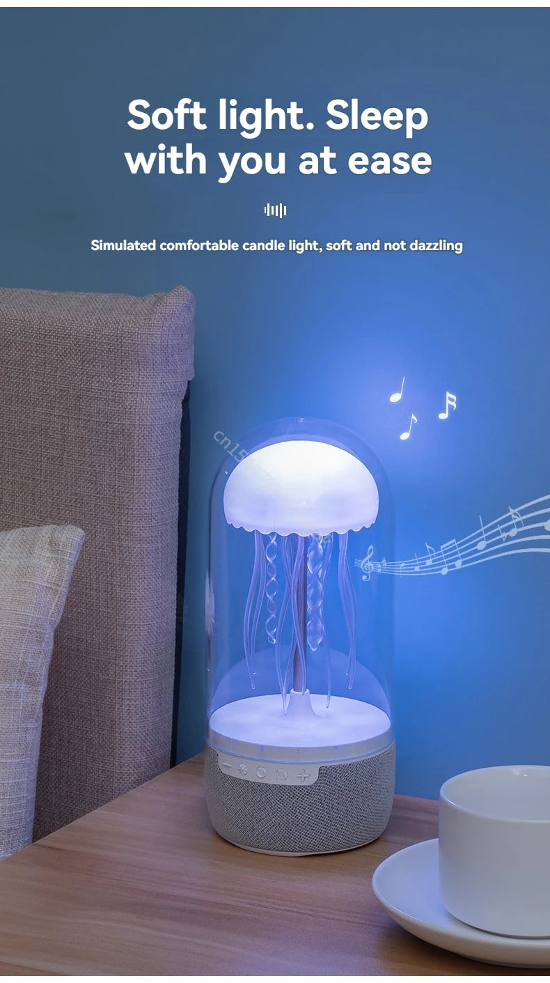 Creative Colorful Jellyfish Lamp Bluetooth Speaker HiFi Stereo 1800mAh Sports Jellyfish Speaker with Lights for Home Office