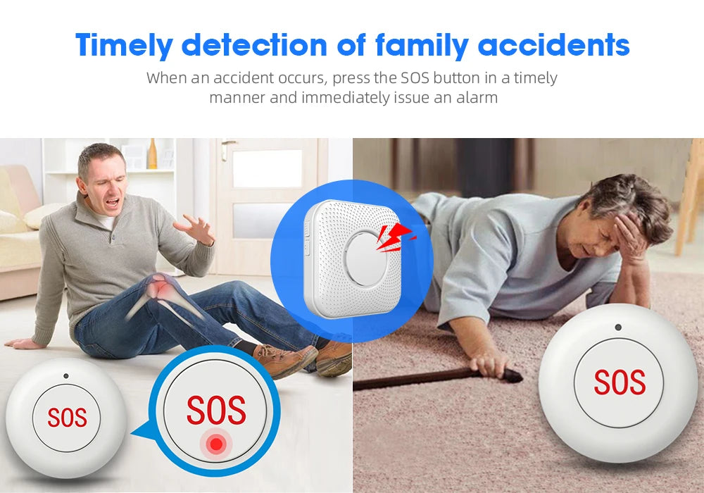 Emergency Button Wireless Remote Call SOS Button 433MHz Caregiver Pager Home Secure Alarm System For Patient Elderly