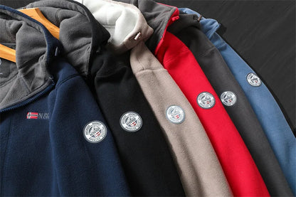 2024 Brand Winter Fleece Jacket Men's Casual Thickened Wool Jacket high quality Design Warm Fashion Hooded Coat Outdoor Ski Suit