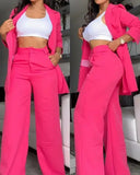 Ternos urbanos femininos 2024 primavera/verão mais recente elegante gola entalhada blazer manga comprida casaco e bolso design botão calças conjunto
