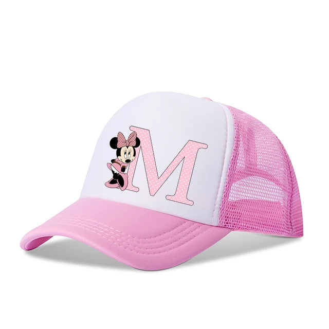 Disney-Boné de beisebol com letras de Minnie Mouse para crianças e adultos, chapéu de sol esportivo dos desenhos animados, bonés pontiagudos ajustáveis, presente de aniversário casual