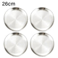 4Pcs Stainless Steel Round Plate Bone Spitting Dish Shallow Tray Metal Camping Plate Dining Disc BBQ Picnic Dishes Cookware