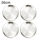 4Pcs Stainless Steel Round Plate Bone Spitting Dish Shallow Tray Metal Camping Plate Dining Disc BBQ Picnic Dishes Cookware