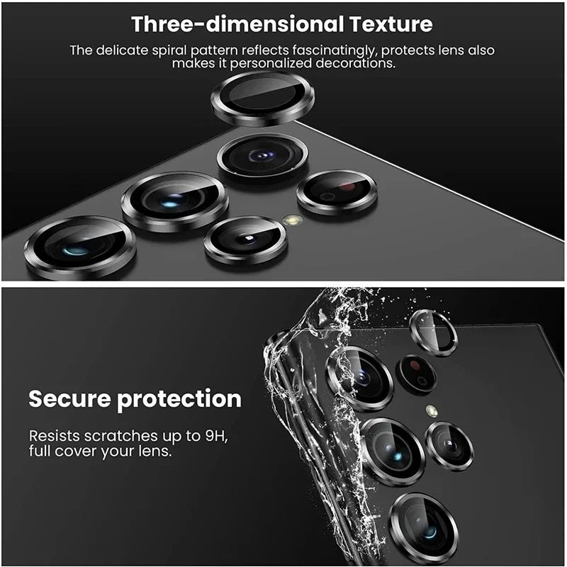 Metal Lens Ring Glass For Samsung Galaxy S24 S23 S22 Ultra Plus Z Flip Fold 6 Camera Protection Cover Tempered Glass Accessories