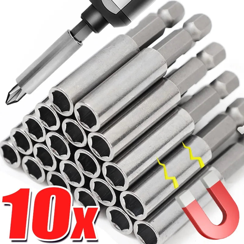 10/1pcs Magnetic Screwdriver Extension Hex Shank Extended Connecting Rod Carbon Steel Screwdriver Bit Holder Power Tools