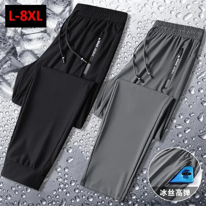 Verão legal calças dos homens 8xl mais szie sweatpants moda casual calças estiramento masculino tamanho grande 7xl 8xl calças de verão preto cinza