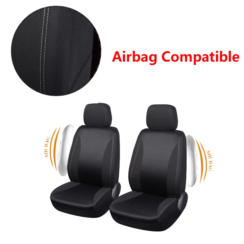 AUTO PLUS Checkered Polyester Patchwork Mesh Fabric Universal Unisex Car Seat Covers Set Accessories Interior  With Sponge