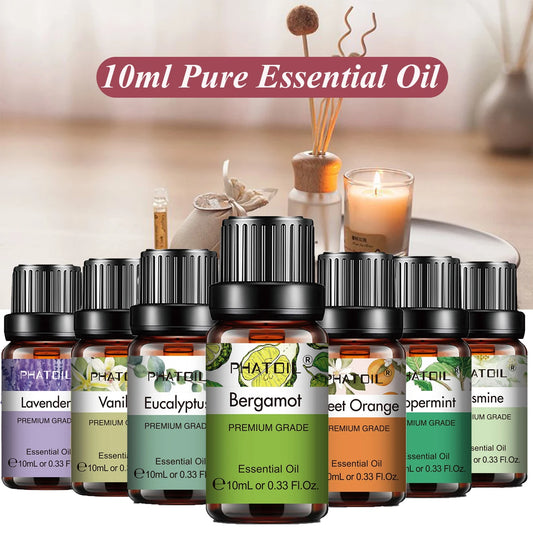 PHATOIL Natural Plant Essential Oil 10ml Eucalyptus Lavender Bergamot Vanilla Peppermint 1PC Aroma Essential Oils For Diffuser