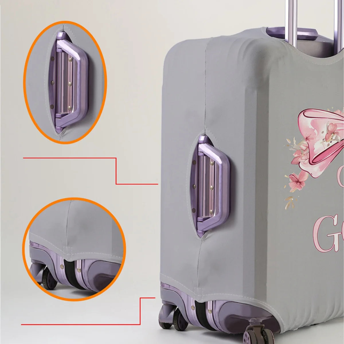 Animal pattern luggage protection cover, set suitable for 18-32 inch luggage cover, suitcase handle cover, travel accessories