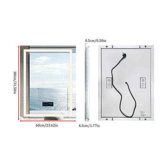 LUVODI Large Illuminated Bluetooth Bathroom Mirror Rectangle Anti-fog LED Bathroom Vanity Mirror with Bluetooth Speaker 3 Color