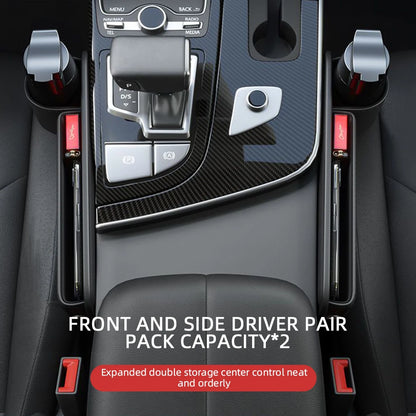 Universal Car Seat Gap Organizer Storage Box Multifunction Leather Crevice Side Storage Pocket Wallet Keys Card with Cup Holder