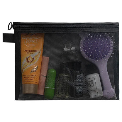 Women Mesh Cosmetic Bag Travel Storage Makeup Bag Organizer Female Make Up Pouch Zipper Clear Small Large Toiletry Beauty Case