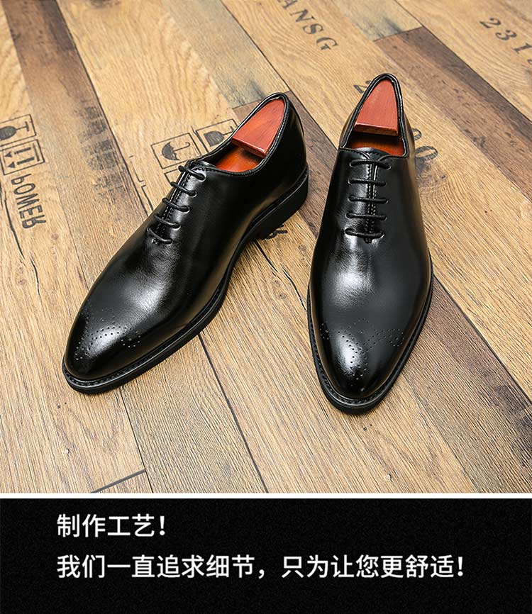 New Red Sole Brogue Shoes Men Black Business Men's Formal Shoes Lace-up Round Toe Spring/Autumn
