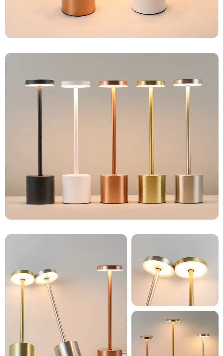 Table Lamp LED Touch Sensor Desktop Night Light Rechargeable Wireless Reading Lamp 3 Colors Adjustable Creative Ambient Light