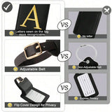 PU Leather Luggage Tag for Travel - Durable Suitcase ID Tag with Privacy Cover & Name Card Slot (A-Z) liu