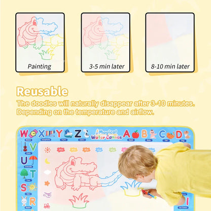 100x80CM Magic Water Drawing Mat with Reusable Magic Pens Doodle Montessori Painting Board Educational Toys Kids Gifts 39X31in