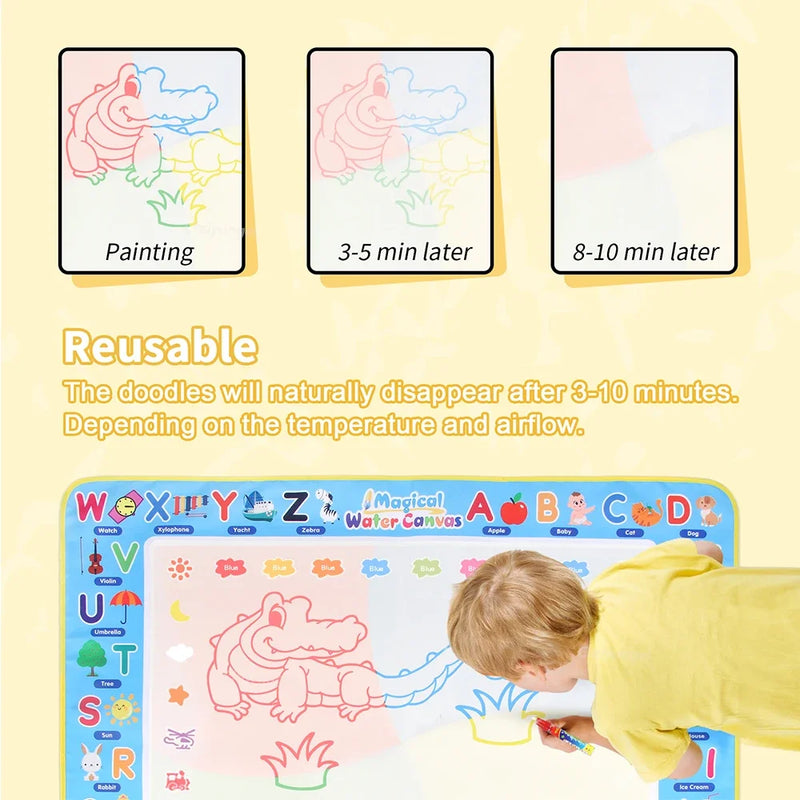100x80CM Magic Water Drawing Mat with Reusable Magic Pens Doodle Montessori Painting Board Educational Toys Kids Gifts 39X31in