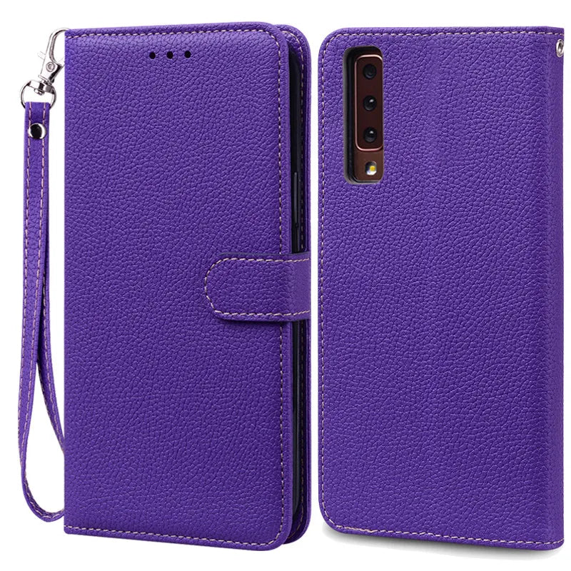 Funda de cuero de lujo con tapa para Samsung Galaxy A7 2018 (SM-A750F)