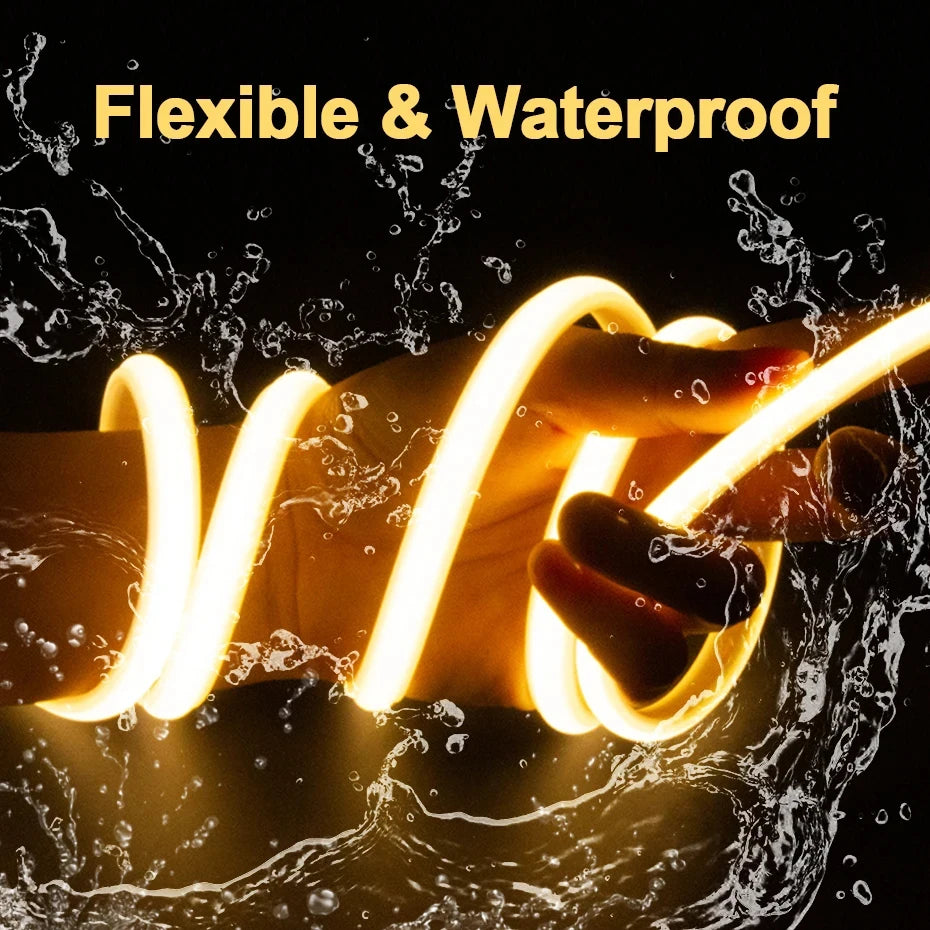 Tira de LED de 220 V con interruptor de encendido/apagado, resistente al agua, flexible, para dormitorio, cocina, jardín, iluminación exterior.