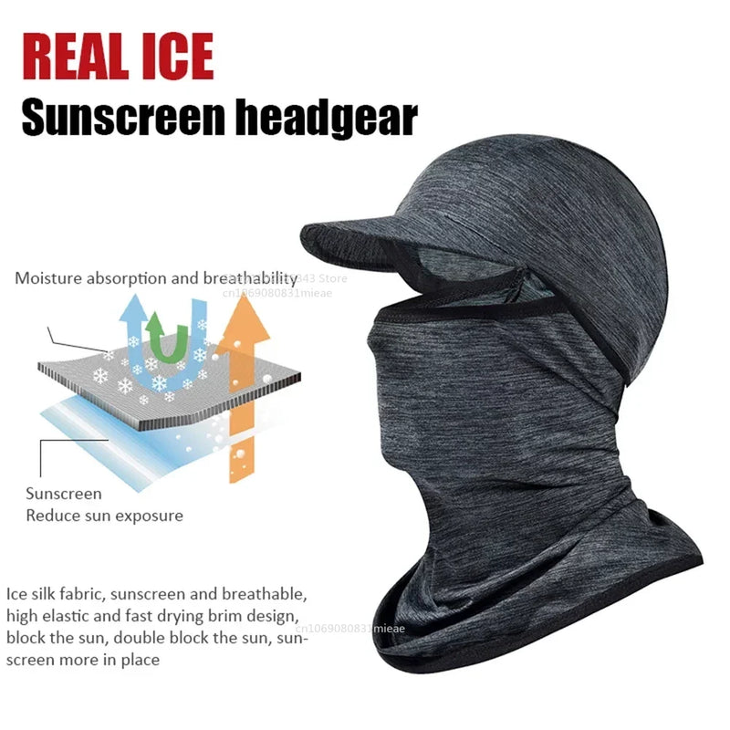Gorro con capucha y protector solar para la cara, protección UV, de seda fría, para hombres y mujeres, ciclismo, escalada, correr, protector solar, capota de montar