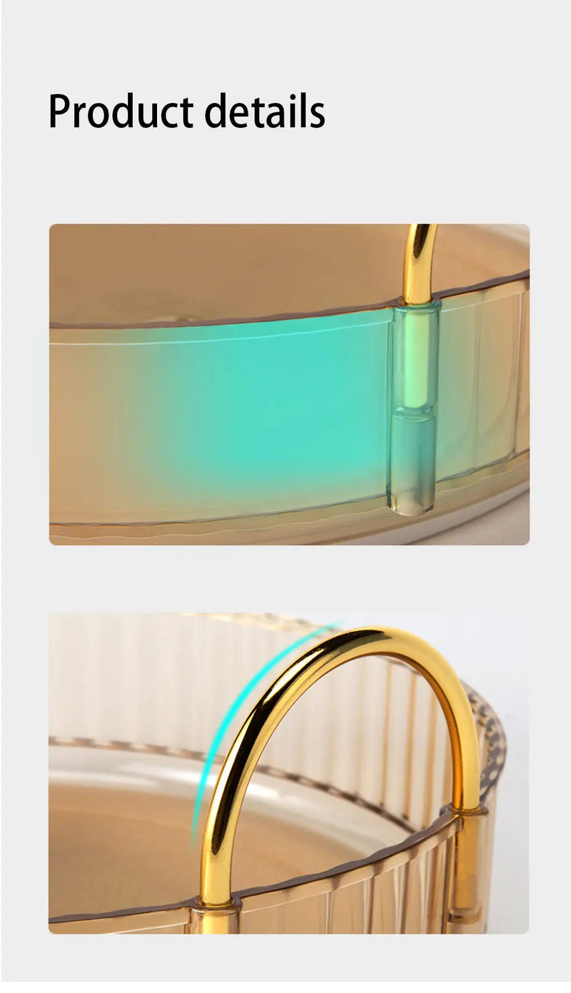 Organizador de maquillaje giratorio para tocador, organizador de 3 niveles para el cuidado de la piel, gran espacio de almacenamiento para encimera de baño, soporte transparente para cosméticos, tocador