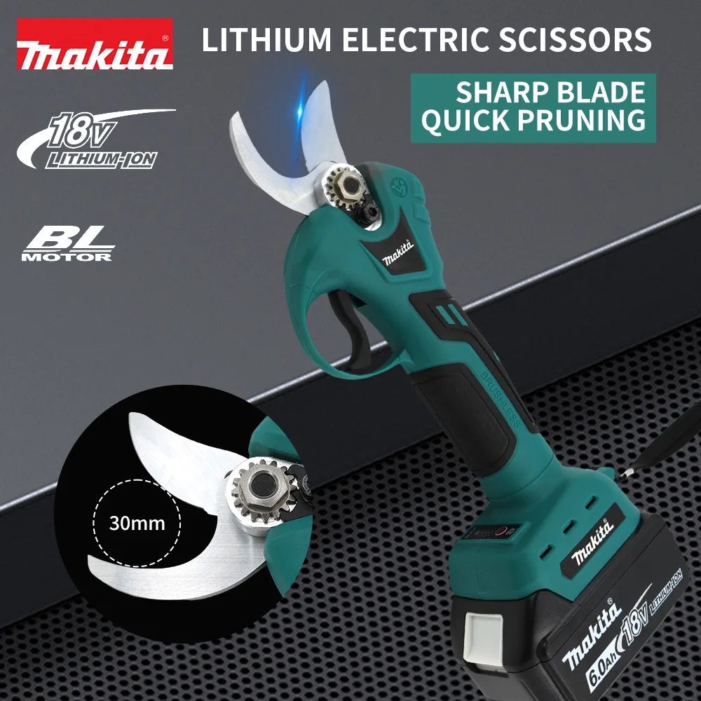Tijeras de podar eléctricas sin escobillas Makita, herramienta de jardinería, tijeras de jardín eléctricas inalámbricas, cortador de ramas para árboles frutales, batería de 18 V