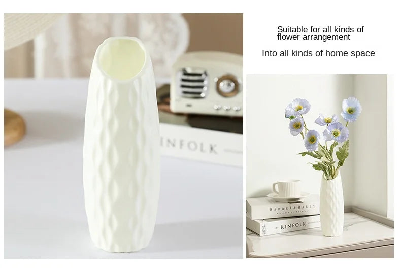 4066 Simple Plastic Vase Silver Willow Hydroponic Flowers Artificial Flower Vase Desktop Living Room Decoration Ornaments