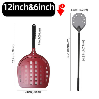 6&12 13 14  Inch Pizza Perforated Shovel Paddle Pizza Oven Turning Peel Hard  Anodized Pizza  Baking Kitchen Tool Spatula