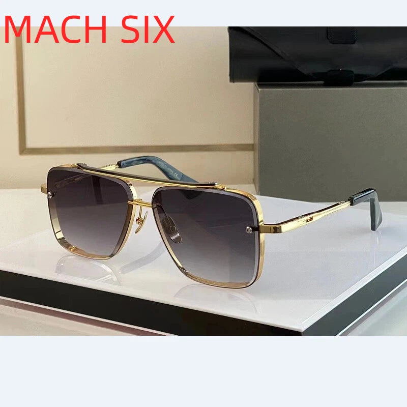Original Factory DT MACH SIX With Brand Box Leisure Top Quality Classic Luxury Designer Silver Alloy Frame Men Women Sunglasses