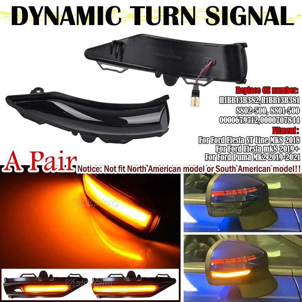 Luz LED intermitente para Ford Fiesta ST Line MK8, espejo retrovisor lateral, intermitente dinámico, repetidor, 2018-2019
